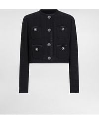 Dolce & Gabbana - Cropped Single-Breasted Raschel Tweed Jacket With Bejeweled Buttons - Lyst