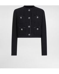 Dolce & Gabbana - Cropped Single-Breasted Raschel Tweed Jacket With Bejeweled Buttons - Lyst