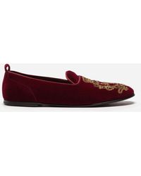 Dolce & Gabbana Velvet Slippers With Coat Of Arms Embroidery in 