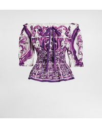 Dolce & Gabbana - Majolica-Print Poplin Top - Lyst