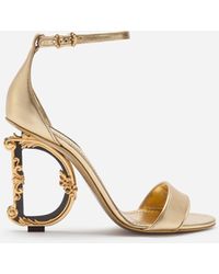 Dolce & Gabbana - Sandalette Aus Mordoré-Nappaleder Mit Absatz Dg Barocco - Lyst
