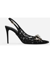 Dolce & Gabbana - Zapato De Salón Destalonado En Encaje De Lúrex - Lyst