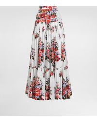 Dolce & Gabbana - Flower Bouquet-Print Poplin Long Skirt - Lyst