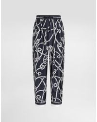 Dolce & Gabbana - Marina-Print Silk Twill Vanity Trousers - Lyst