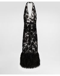 Dolce & Gabbana - Lace Dress With Ostrich Feathers - Lyst