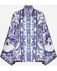 Dolce & Gabbana - Majolica-Print Twill Shirt With Slits - Lyst