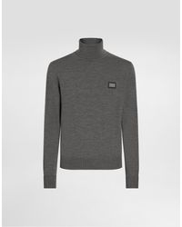Dolce & Gabbana - Wool Turtle-Neck Sweater With Branded Tag - Lyst
