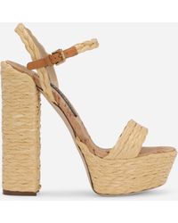 Dolce & Gabbana - Woven Raffia Platform Sandals - Lyst
