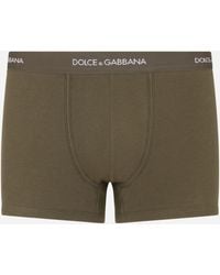 Dolce & Gabbana Fine-rib Cotton Boxers - Green