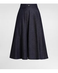 Dolce & Gabbana - Falda Plato Longuette De Denim Con Logotipo Dg Pin - Lyst
