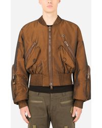Dolce & Gabbana Technical Fabric Jacket With Dg Logo - Brown