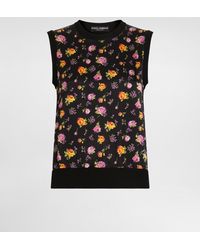 Dolce & Gabbana - Small Rose Bouquets-Print Silk Tank Top - Lyst
