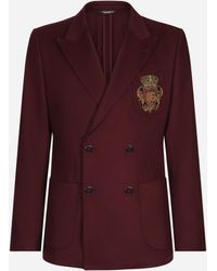 Dolce & Gabbana - Double-Breasted Wool And Cashmere Jacket With Dg Patch - Lyst