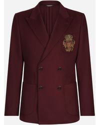 Dolce & Gabbana - Double-Breasted Wool And Cashmere Jacket With Dg Patch - Lyst