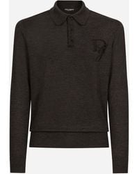 Dolce & Gabbana - Long-Sleeved Cashmere Polo-Shirt With Embroidered Logo - Lyst