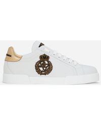 Dolce & Gabbana - Leather Sneakers With Iconic Patch Logo On The Side - Lyst