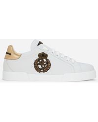 Dolce & Gabbana - Portofino Sneakers Aus Kalbsnappaleder Mit Kronen-Patch - Lyst