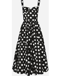 Dolce & Gabbana - Cotton Calf-Length Corset Dress With Polka-Dot - Lyst