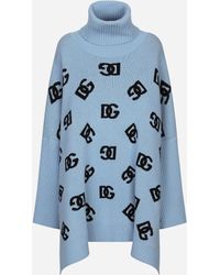 Dolce & Gabbana - Dgロゴ ウール タートルネック ポンチョ - Lyst