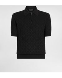 Dolce & Gabbana - Poloshirt Aus Glatter Seide Mit Logo - Lyst