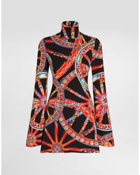 Dolce & Gabbana - Carretto-Print Charmeuse Dress - Lyst