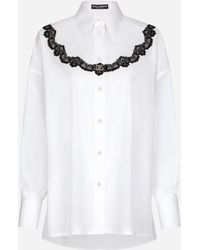 Dolce & Gabbana - Oversize Poplin Shirt With Lace Inserts - Lyst