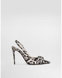 Dolce & Gabbana - Slingbacks En Satin À Léopard - Lyst