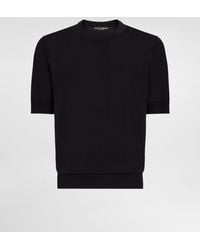 Dolce & Gabbana - Silk Round-Neck Sweater With Dg Embroidery - Lyst