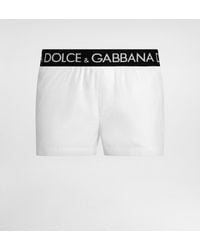 Dolce & Gabbana - Short Swim Trunks With Branded Stretch Waistband - Lyst