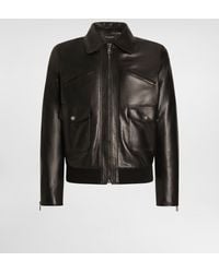 Dolce & Gabbana - Nappa Leather Bomber Jacket - Lyst