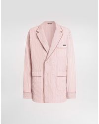 Dolce & Gabbana - Crinkled Striped Fabric Shirt-Style Vanity Robe - Lyst