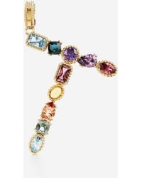 Dolce & Gabbana - Charm T Lettering 18Kt And Multicolored Gems - Lyst