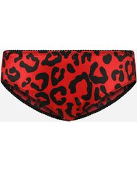 Dolce & Gabbana Braguita de raso con estampado de leopardo - Rojo