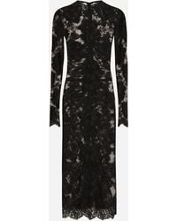 Dolce & Gabbana - Calf-Length Floral Lace Dress - Lyst