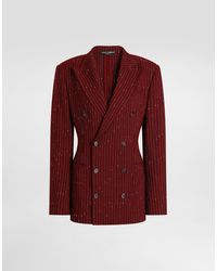 Dolce & Gabbana - Double-Breasted Pinstriped Taormina Jacket - Lyst