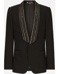 Dolce & Gabbana - Single-Breasted Jacket With Embroidered Shawl Collar - Lyst