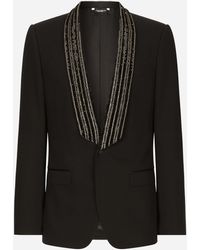 Dolce & Gabbana - Single-Breasted Jacket With Embroidered Shawl Collar - Lyst
