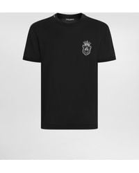 Dolce & Gabbana - Baumwoll-T-Shirt Mit Wappenpatch - Lyst