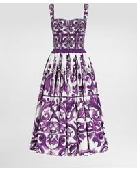 Dolce & Gabbana - Majolica-Print Poplin Dress - Lyst