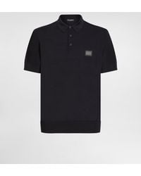 Dolce & Gabbana - Wool Polo-Shirt With Branded Tag - Lyst