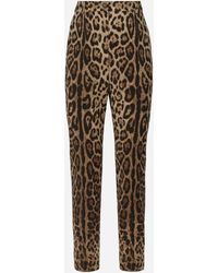 Dolce & Gabbana - Pantalon Taille Haute En Laine À Imprimé Léopard - Lyst