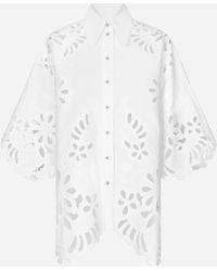 Dolce & Gabbana - カットアウト ディテール コットン オーバーサイズシャツ - Lyst