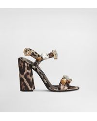 Dolce & Gabbana - Satin Sandals With Gemstone Embellishment - Lyst