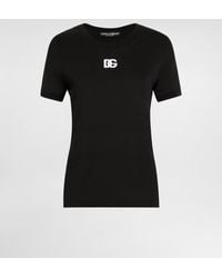 Dolce & Gabbana - T-Shirt Aus Jersey Mit Dg-Logostickerei - Lyst
