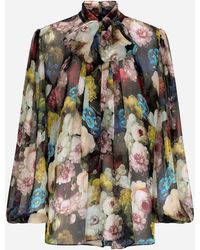 Dolce & Gabbana - Chiffon Shirt With Nocturnal Flower - Lyst
