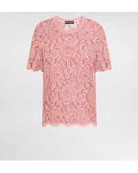 Dolce & Gabbana - Short-Sleeved Cordonetto Lace T-Shirt - Lyst