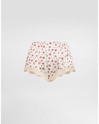 Dolce & Gabbana - Small Rose-Print Lace And Satin Briefs - Lyst