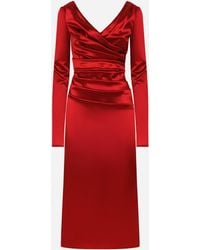 Dolce & Gabbana - ロンゲットドレープドレス サテン - Lyst