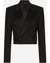 Dolce & Gabbana - Cropped Double-Breasted Wool Tuxedo Jacket - Lyst
