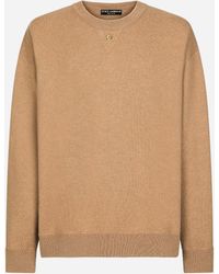 Dolce & Gabbana - Cashmere Round-Neck Sweater With Dg Logo - Lyst